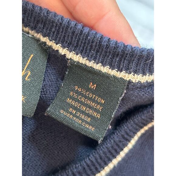 Jos. A. Bank Joseph Mens Blue Cashmere Blend Long Sleeve Pullover Sweater Size M - Picture 3 of 8